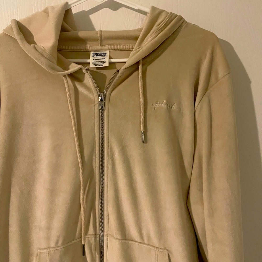 Extra-large only worn once Victoria’s Secret zip up velvet hoodie